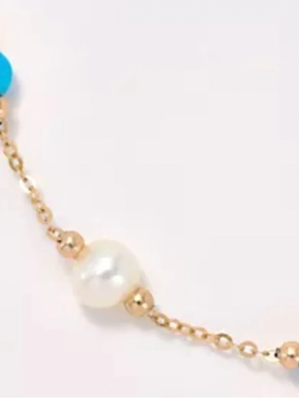 Effy Solid, Genuine 14K Turquoise & Freshwater Pearl Bracelet, Yellow Gold. NWT.